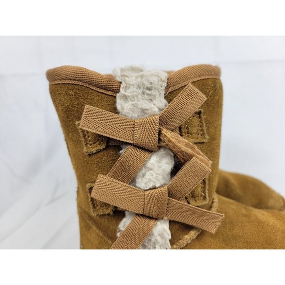 Koolaburra by Ugg Victoria Suede Leather Boots Youth Girls Size 11 Brown 1090330 - Picture 2 of 12
